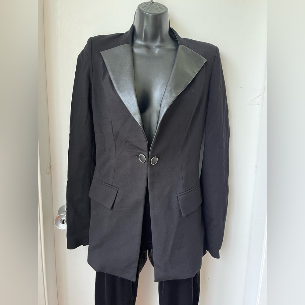 PLEIN SUD JEANIUS Womens Black Longlseeve One Button Blazer Jacket Size US 4